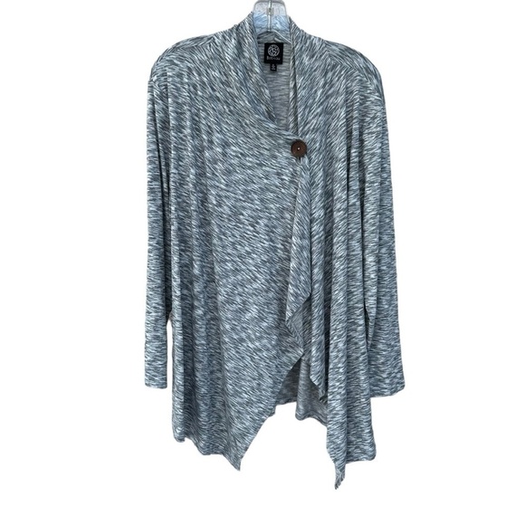 Bobeau Lightweight Heather Gray Long Sleeve Sweater Wrap Cape, 1X - Picture 1 of 7